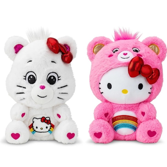 Care Bears Hello Kitty Loves Cheer Bear 10" Collectible Plush 2-Pack-Soft, NWT - Picture 3 of 6
